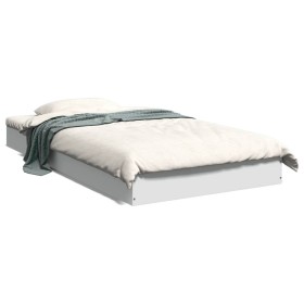 White engineered wood bed frame 100x200 cm by vidaXL, Beds and slatted bases - Ref: Foro24-842056, Price: 69,99 €, Discount: %