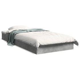 Estructura de cama madera de ingeniería gris hormigón 75x190 cm de vidaXL, Camas y somieres - Ref: Foro24-842080, Precio: 62,...