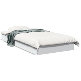 White engineered wood bed frame 75x190 cm by vidaXL, Beds and slatted bases - Ref: Foro24-842077, Price: 63,99 €, Discount: %