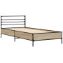 Estructura cama madera ingeniería metal roble Sonoma 100x200 cm de vidaXL, Camas y somieres - Ref: Foro24-845588, Precio: 101...