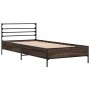 Estructura cama madera ingeniería metal roble marrón 75x190 cm de vidaXL, Camas y somieres - Ref: Foro24-845626, Precio: 95,9...