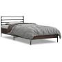 Estructura cama madera ingeniería metal roble marrón 75x190 cm de vidaXL, Camas y somieres - Ref: Foro24-845626, Precio: 95,9...