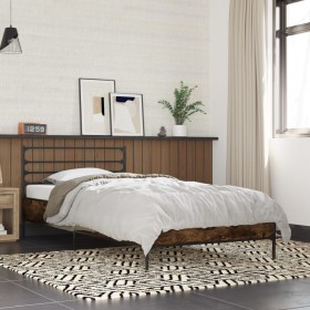 Engineered wood bed frame metal smoke oak 75x190 cm by vidaXL, Beds and slatted bases - Ref: Foro24-845624, Price: 92,99 €, D...