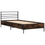 Engineered wood bed frame metal smoke oak 75x190 cm by vidaXL, Beds and slatted bases - Ref: Foro24-845624, Price: 92,70 €, D...