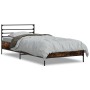 Engineered wood bed frame metal smoke oak 75x190 cm by vidaXL, Beds and slatted bases - Ref: Foro24-845624, Price: 92,70 €, D...