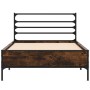 Engineered wood bed frame metal smoke oak 75x190 cm by vidaXL, Beds and slatted bases - Ref: Foro24-845624, Price: 92,70 €, D...