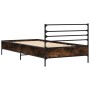 Engineered wood bed frame metal smoke oak 75x190 cm by vidaXL, Beds and slatted bases - Ref: Foro24-845624, Price: 92,70 €, D...