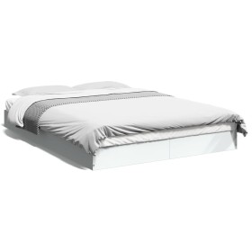 Estructura de cama madera de ingeniería blanca 140x200 cm de vidaXL, Camas y somieres - Ref: Foro24-842021, Precio: 101,99 €,...