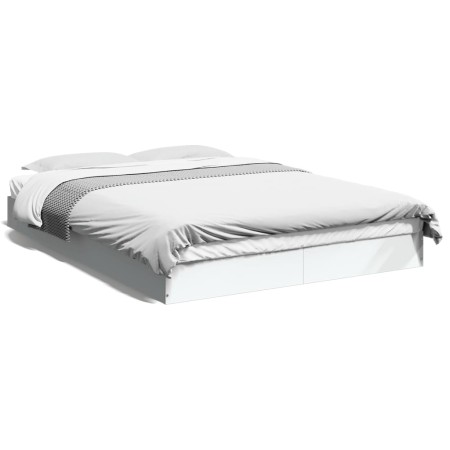 White engineered wood bed frame 120x190 cm by vidaXL, Beds and slatted bases - Ref: Foro24-842049, Price: 86,74 €, Discount: %