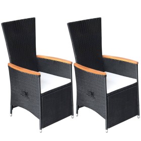 Reclining garden chairs and cushions 2 pcs black synthetic rattan by vidaXL, Garden chairs - Ref: Foro24-47683, Price: 242,08...