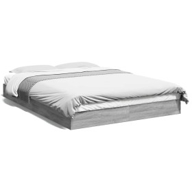 Estructura de cama madera de ingeniería gris Sonoma 140x190 cm de vidaXL, Camas y somieres - Ref: Foro24-842040, Precio: 90,9...