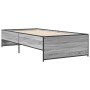 Estructura cama madera ingeniería metal gris Sonoma 100x200 cm de vidaXL, Camas y somieres - Ref: Foro24-845239, Precio: 92,0...