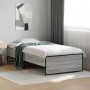 Estructura cama madera ingeniería metal gris Sonoma 100x200 cm de vidaXL, Camas y somieres - Ref: Foro24-845239, Precio: 92,0...