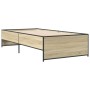 Estructura cama madera ingeniería metal roble Sonoma 90x190 cm de vidaXL, Camas y somieres - Ref: Foro24-845247, Precio: 86,0...