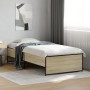 Estructura cama madera ingeniería metal roble Sonoma 90x190 cm de vidaXL, Camas y somieres - Ref: Foro24-845247, Precio: 86,0...