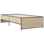 Estructura cama madera ingeniería metal roble Sonoma 90x190 cm de vidaXL, Camas y somieres - Ref: Foro24-845247, Precio: 86,0...