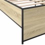 Estructura cama madera ingeniería metal roble Sonoma 90x190 cm de vidaXL, Camas y somieres - Ref: Foro24-845247, Precio: 86,0...