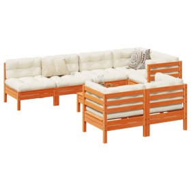 Set Gartensofas 8-teilig mit Zirbenholzkissen wachsbraun von vidaXL, Gartensets - Ref: Foro24-3299350, Preis: 711,59 €, Rabat...