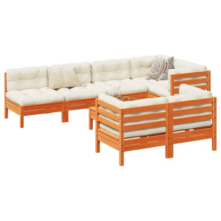 Set Gartensofas 8-teilig mit Zirbenholzkissen wachsbraun von vidaXL, Gartensets - Ref: Foro24-3299350, Preis: 714,58 €, Rabat...