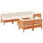 Set Gartensofas 8-teilig mit Zirbenholzkissen wachsbraun von vidaXL, Gartensets - Ref: Foro24-3299350, Preis: 714,58 €, Rabat...