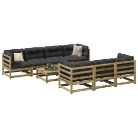 Set Gartensofas 8-teilig mit Kissen aus imprägniertem Zirbenholz von vidaXL, Gartensets - Ref: Foro24-3299327, Preis: 827,12 ...