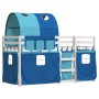 Bunk bed with curtains solid blue pine wood 90x190 cm by vidaXL, Beds and slatted bases - Ref: Foro24-3283998, Price: 214,76 ...