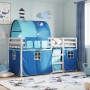 Bunk bed with curtains solid blue pine wood 90x190 cm by vidaXL, Beds and slatted bases - Ref: Foro24-3283998, Price: 214,76 ...