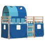 Bunk bed with curtains solid blue pine wood 90x200 cm by vidaXL, Beds and slatted bases - Ref: Foro24-3284019, Price: 185,14 ...