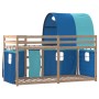 Bunk bed with curtains solid blue pine wood 90x200 cm by vidaXL, Beds and slatted bases - Ref: Foro24-3284019, Price: 185,14 ...