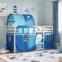 Bunk bed with curtains solid blue pine wood 75x190 cm by vidaXL, Beds and slatted bases - Ref: Foro24-3284004, Price: 187,82 ...