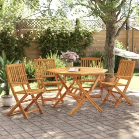 Faltbares Garten-Esszimmerset 5-teilig massives Akazienholz von vidaXL, Gartensets - Ref: Foro24-3295248, Preis: 312,99 €, Ra...