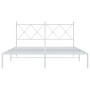 Metal bed frame with white headboard 150x200 cm by vidaXL, Beds and slatted bases - Ref: Foro24-376553, Price: 112,99 €, Disc...