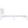 Metal bed frame with white headboard 150x200 cm by vidaXL, Beds and slatted bases - Ref: Foro24-376553, Price: 112,99 €, Disc...