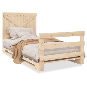 Bed frame with solid pine wood headboard 100x200 cm by vidaXL, Beds and slatted bases - Ref: Foro24-3281575, Price: 139,99 €,...