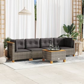 Garden sofa set with 5-piece synthetic rattan gray cushions by vidaXL, Garden sets - Ref: Foro24-3261726, Price: 375,26 €, Di...