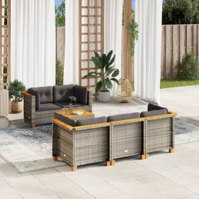 6-piece garden furniture set with gray synthetic rattan cushions by vidaXL, Garden sets - Ref: Foro24-3261732, Price: 472,99 ...