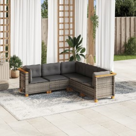 Set Gartensofas mit Kissen 5 Stück synthetisches Rattangrau von vidaXL, Gartensets - Ref: Foro24-3261822, Preis: 378,42 €, Ra...