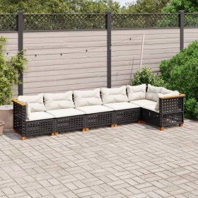 6-piece garden sofa set with black synthetic rattan cushions by vidaXL, Garden sets - Ref: Foro24-3261848, Price: 485,02 €, D...