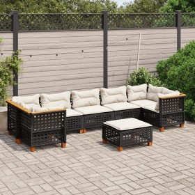 Set aus 8-teiligen Gartensofas und Kissen Kunstrattan schwarz von vidaXL, Gartensets - Ref: Foro24-3261764, Preis: 668,28 €, ...