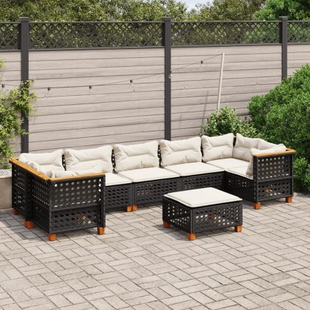 Set de sofás de jardín 8 piezas y cojines ratán sintético negro de vidaXL, Conjuntos de jardín - Ref: Foro24-3261764, Precio:...