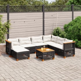 Set aus 8-teiligen Gartensofas und Kissen Kunstrattan schwarz von vidaXL, Gartensets - Ref: Foro24-3261944, Preis: 606,80 €, ...