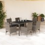 Garden dining set 7 pieces with synthetic rattan and gray glass cushions by vidaXL, Garden sets - Ref: Foro24-3278558, Price:...