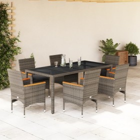 Garden dining set 7 pieces with synthetic rattan and gray glass cushions by vidaXL, Garden sets - Ref: Foro24-3278655, Price:...