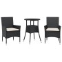 Set comedor jardín 3 pzas cojines ratán sintético vidrio negro de vidaXL, Conjuntos de jardín - Ref: Foro24-3278615, Precio: ...