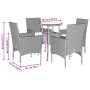 Set comedor jardín 5 pzas cojines ratán sintético vidrio marrón de vidaXL, Conjuntos de jardín - Ref: Foro24-3278620, Precio:...