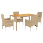 5-teiliges Garten-Esszimmer-Set mit PE-Rattankissen Akazienbeige von vidaXL, Gartensets - Ref: Foro24-3278683, Preis: 404,66 ...