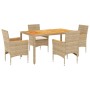 5-teiliges Garten-Esszimmer-Set mit PE-Rattankissen Akazienbeige von vidaXL, Gartensets - Ref: Foro24-3278641, Preis: 449,18 ...