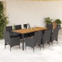 9-piece garden dining set with black PE rattan acacia cushions by vidaXL, Garden sets - Ref: Foro24-3278674, Price: 713,48 €,...