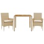 3-piece garden dining set with PE rattan cushions in beige acacia by vidaXL, Garden sets - Ref: Foro24-3278681, Price: 236,69...