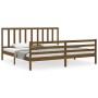 Honey brown solid wood bed frame with headboard by vidaXL, Beds and slatted bases - Ref: Foro24-3193874, Price: 182,42 €, Dis...